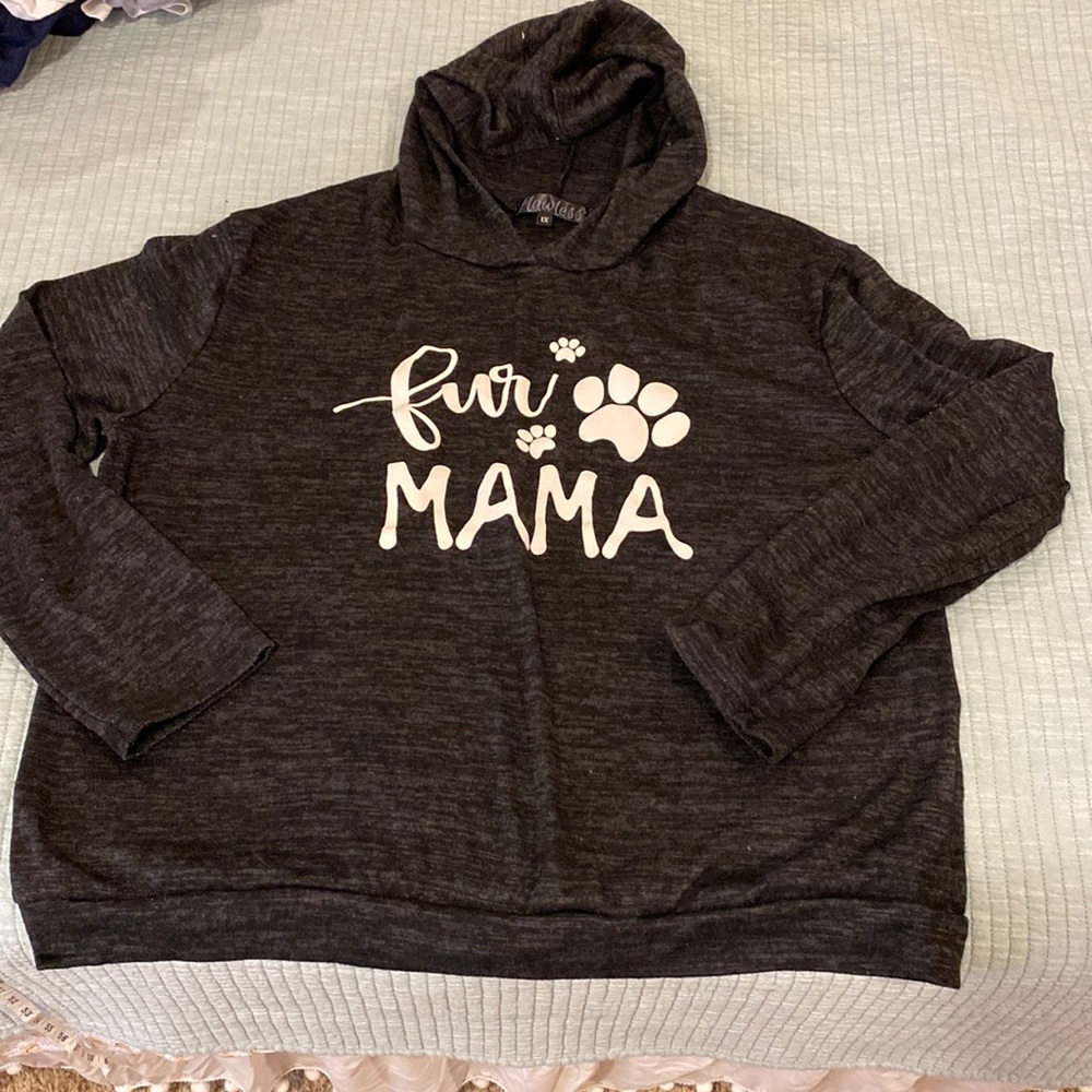 Women’s 1x Hooded shirt thin heathered black